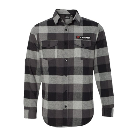 Burnside - Grey Yarn-Dyed Long Sleeve Flannel Shirt - 7957337735422